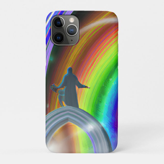 Capa Para iPhone 11 Pro Figura Misteriosa no Stargate Inter-Dimensional (Verso)