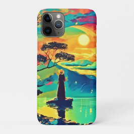 Capa Para iPhone 11 Pro Figura solitária no Sunset