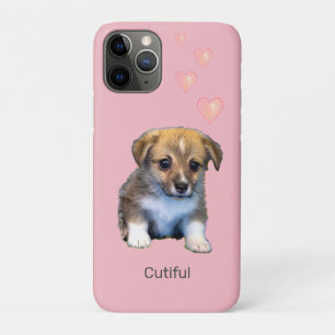 Capa Para iPhone 11 Pro Filhote de cachorro Corgi fofo & Corações em rosa