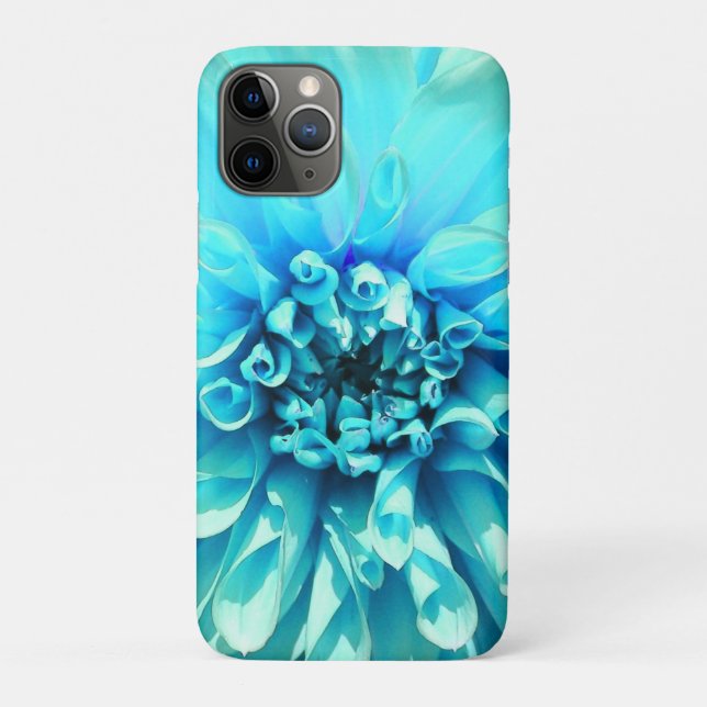 Capa Para iPhone 11 Pro Flor Azul Dahlia Claro (Verso)