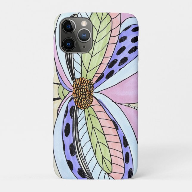 Capa Para iPhone 11 Pro Flor de Borboleta em Branco (Verso)