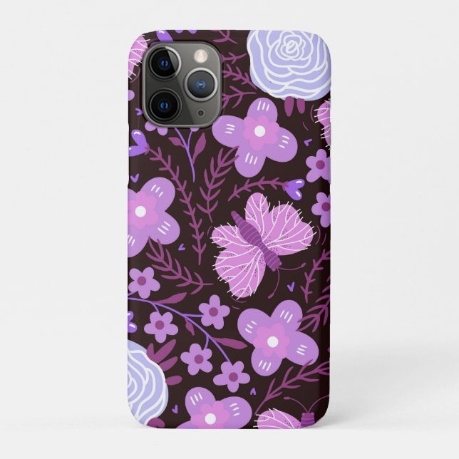 Capa Para iPhone 11 Pro Flor de Borboleta Rosa (Verso)