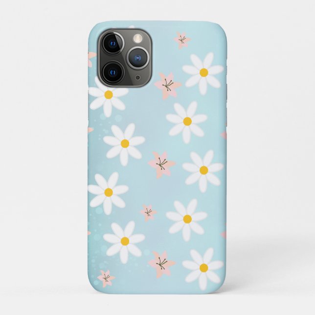 Capa Para iPhone 11 Pro Flor de Lily Daisy Modern Bonita, sem costura (Verso)