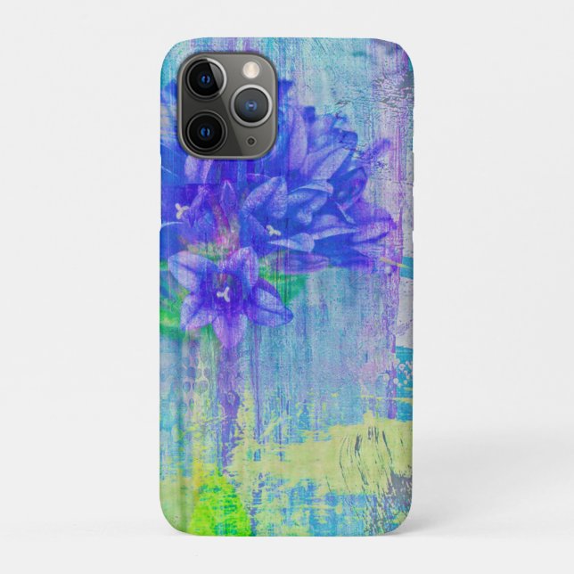 Capa Para iPhone 11 Pro Flor em Violeta Azul (Verso)
