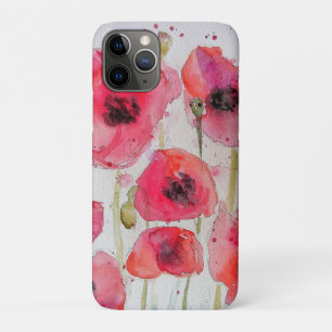 Capa Para iPhone 11 Pro Flor Flor Vermelho Flor Aquarela Bagagem