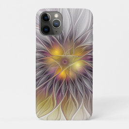Capa Para iPhone 11 Pro Flor Luminosa Colorida, Fractal Moderno Abstrato