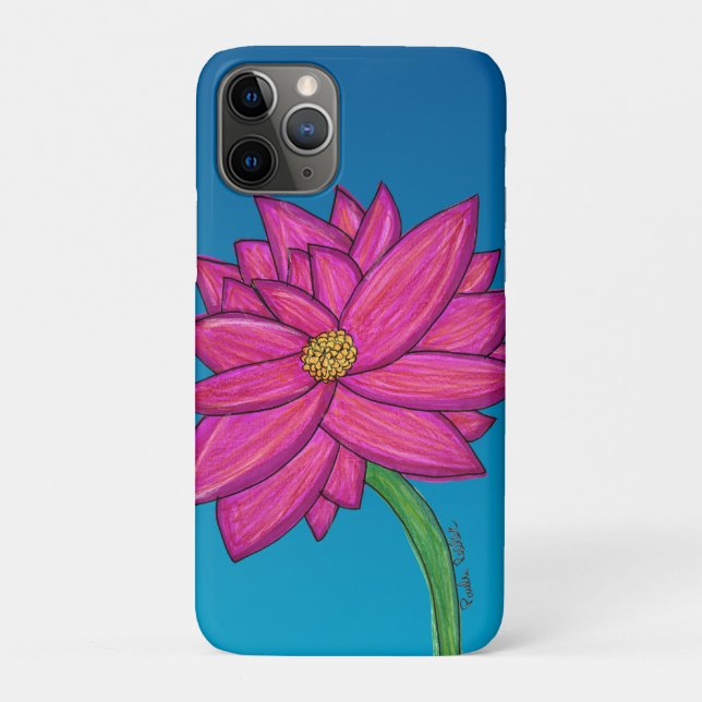 Capa Para iPhone 11 Pro Flor Rosa Fúcsia (Verso)