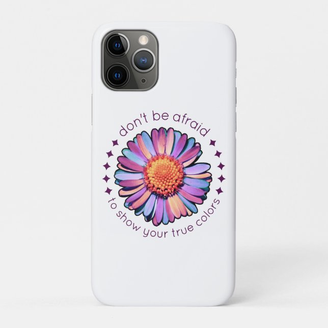 Capa Para iPhone 11 Pro Flor Roxo Rosa Rosa Maravilha Azul Margarida Bisse (Verso)