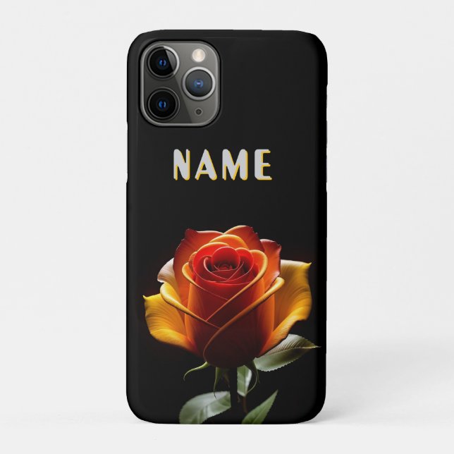 Capa Para iPhone 11 Pro Flor vibrante e luminosa com Acentos de Neon (Verso)