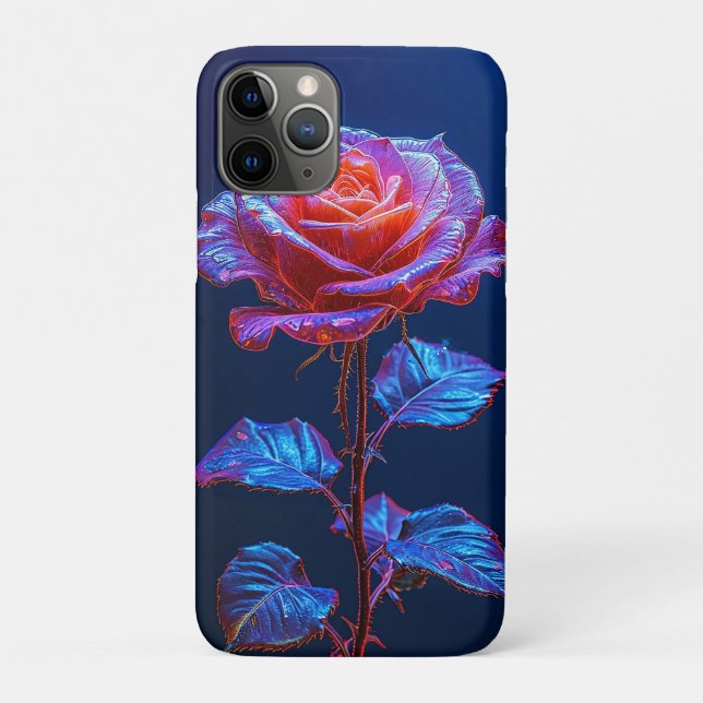 Capa Para iPhone 11 Pro Flor vibrante e luminosa com sotaques neon (Verso)