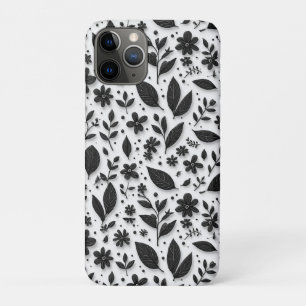 Capa Para iPhone 11 Pro Floração Botânica Monocromática ✨ Elegância Floral
