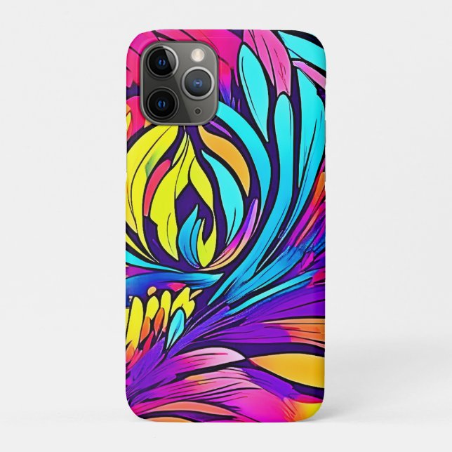 Capa Para iPhone 11 Pro Floral Abstrato Vibrante (Verso)