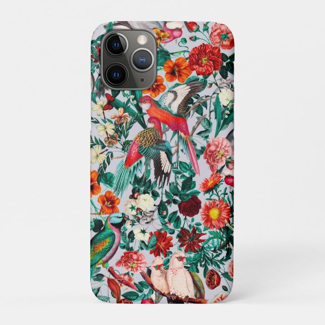 CAPA PARA iPhone 11 PRO FLORAL E AVES XIV-II (Verso)