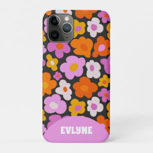 Capa Para iPhone 11 Pro Floral Moderno Colorido Colorido, Retro-Rosa, Eleg
