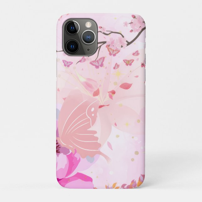 Capa Para iPhone 11 Pro floral rosa (Verso)