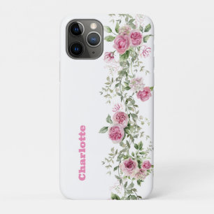 Capa Para iPhone 11 Pro Floral Rosa de Aquarela