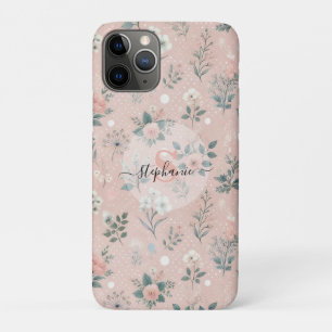 Capa Para iPhone 11 Pro Floral Rosa Russo com Sangue Branco e Verde