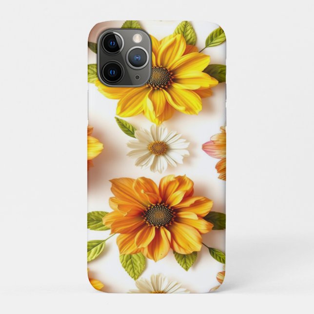 Capa Para iPhone 11 Pro flores amarelas (Verso)