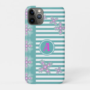 Capa Para iPhone 11 Pro Flores Artdeco em Estilo Retroativo com monograma