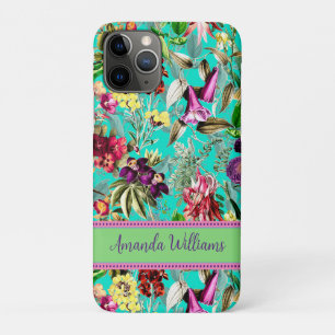 Capa Para iPhone 11 Pro Flores brancas deixam padrão aqua hortelã