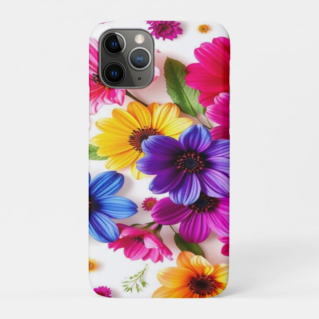 Capa Para iPhone 11 Pro flores coloridas (Verso)