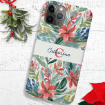 Capa Para iPhone 11 Pro Flores De Poinsettia Vermelha Bonito Elegantes Mon<br><div class="desc">Atualize seu telefone com este elegante estojo floral, que apresenta um padrão de poinsetos vermelhos e folhas verdes em um estilo de aquarela. Personalize o caso com seu nome e inicial, que formará um monograma de na moda no centro. Cheio de charme botânico, o caso faz um acessório ideal para...</div>