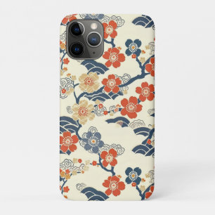 Capa Para iPhone 11 Pro Flores de Ume Prunus Japonesa Onda Azul-Celeste Cr