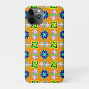 Capa Para iPhone 11 Pro Flores em Artdeco Estilo Retro Verde Amarelo