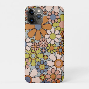 Capa Para iPhone 11 Pro Flores estéticas do Jardim Retro 60s 70s