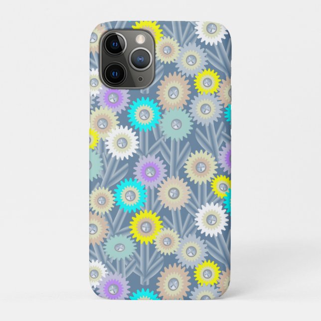 Capa Para iPhone 11 Pro Flores Mecânicas (Verso)