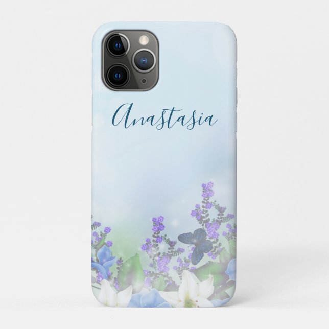 Capa Para iPhone 11 Pro Flores Rosa Modernas (Verso)