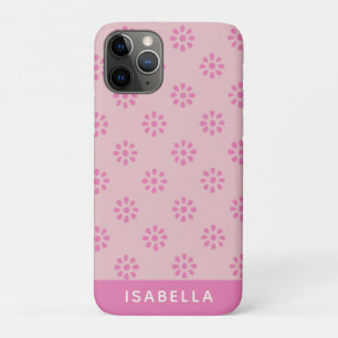 Capa Para iPhone 11 Pro Flores Rosa Padrão Estético Boho Personalizado