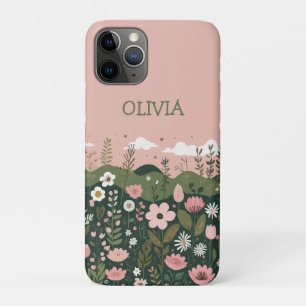 Capa Para iPhone 11 Pro Flores Silvestres de Desenho Animado Fofo Personal