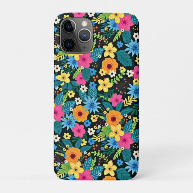 Capa Para iPhone 11 Pro Flores Vibrantes Ditsy Padrão Floral-43785 (Verso)