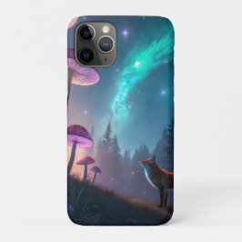 Capa Para iPhone 11 Pro Floresta de Cogumelos Brilhantes Raposa Arte Fanta