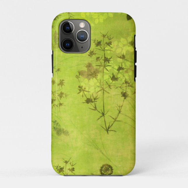 Capa Para iPhone 11 Pro Floresta Natural Verde Flores Selvagens Borboleta (Verso)
