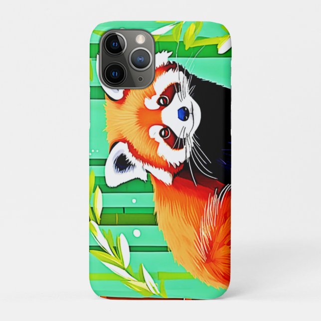 Capa Para iPhone 11 Pro Floresta Red Panda Bamboo (Verso)