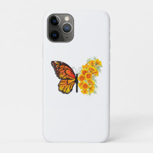 Capa Para iPhone 11 Pro Flower Butterfly with Yellow California Poppy