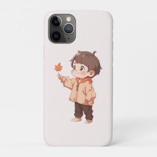 Capa Para iPhone 11 Pro Folha de outono com um menino fofo