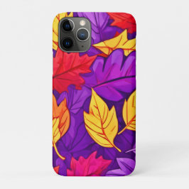 Capa Para iPhone 11 Pro Folhas de Cartoon Vivas: Roxo, Amarelo, Vermelho