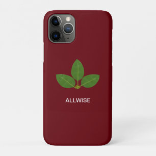 Capa Para iPhone 11 Pro Folhas de Louro Verdes Modernas sobre Carmesim