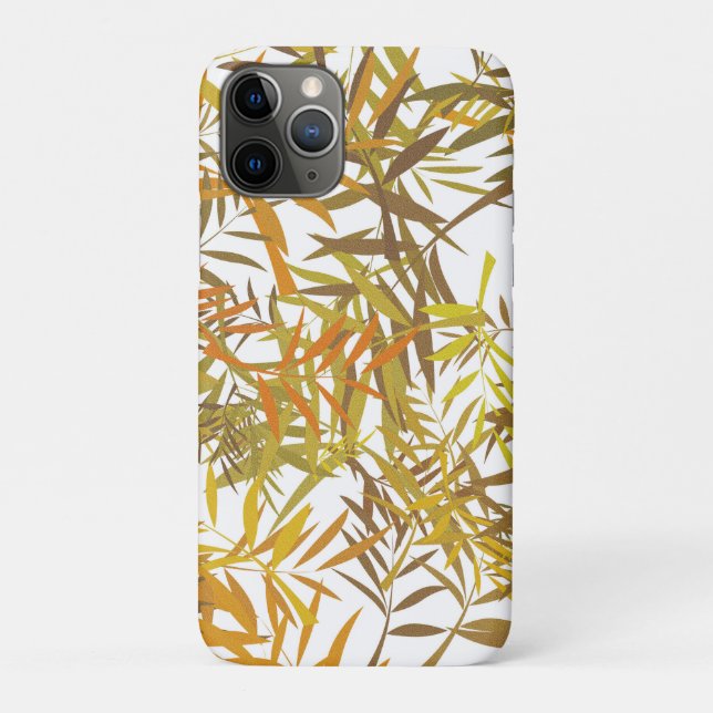 Capa Para iPhone 11 Pro Folhas de Salgueiro Douradas, Bronze e Marrons (Verso)