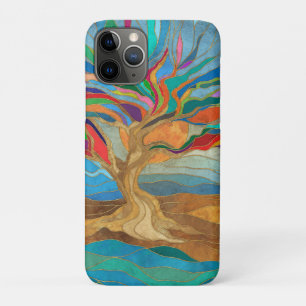 Capa Para iPhone 11 Pro Foliage Fantasy Mosaic Tree