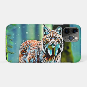 Capa Para iPhone 11 Pro Forest Lynx Gaze Design