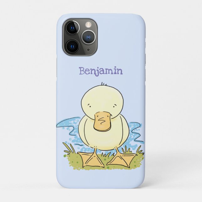 Capa Para iPhone 11 Pro Foto de desenho animado de bebê amarelo-branco (Verso)