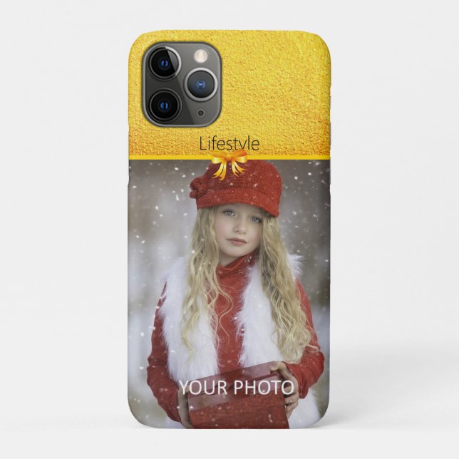 Capa Para iPhone 11 Pro Foto Personalizada com Acento Dourado (Verso)