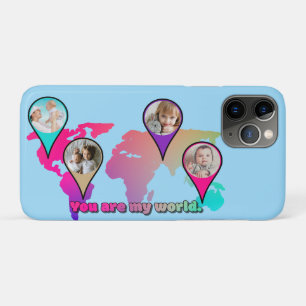 Capa Para iPhone 11 Pro Fotos personalizadas de bebê coloridas no mapa do