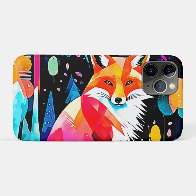 Capa Para iPhone 11 Pro Fox Abstrato Art Colorida (Verso (horizontal))