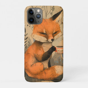 Capa Para iPhone 11 Pro Fox bonitinha de arte chinesa com cerimônia de chá