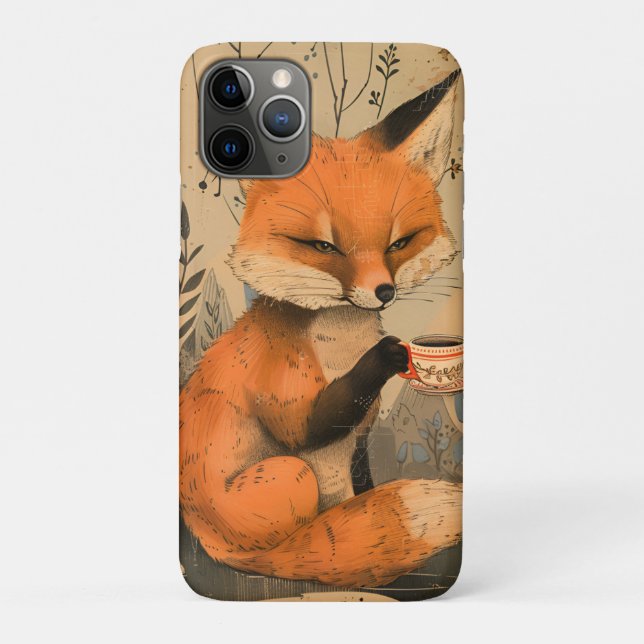 Capa Para iPhone 11 Pro Fox bonitinha de arte chinesa com cerimônia de chá (Verso)